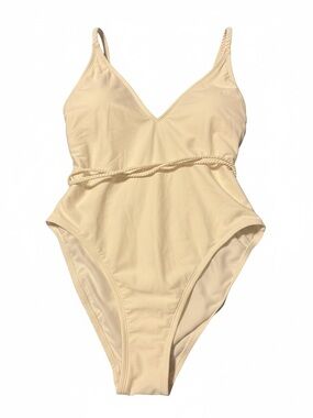 Shade & Shore Ivory One-Piece Swimsuit with Rope Waist Size Large